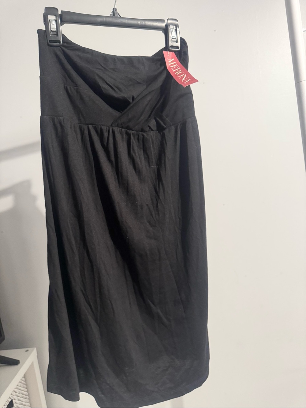 NWT Merona Black Midi Dress with Crossover Waist